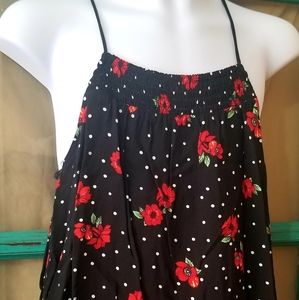 Spaghetti string cross back Black Cami